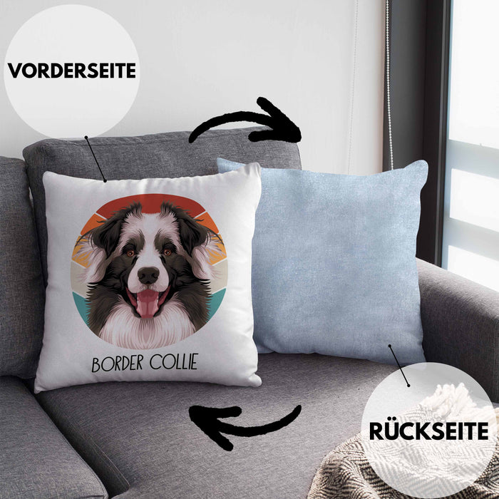 Border Collies Besitzer Kissen mit Füllung 40x40 Geschenk Lustiger Spruch Geschenkidee Border Collies Mama Papa (Grau) Blau Trendation