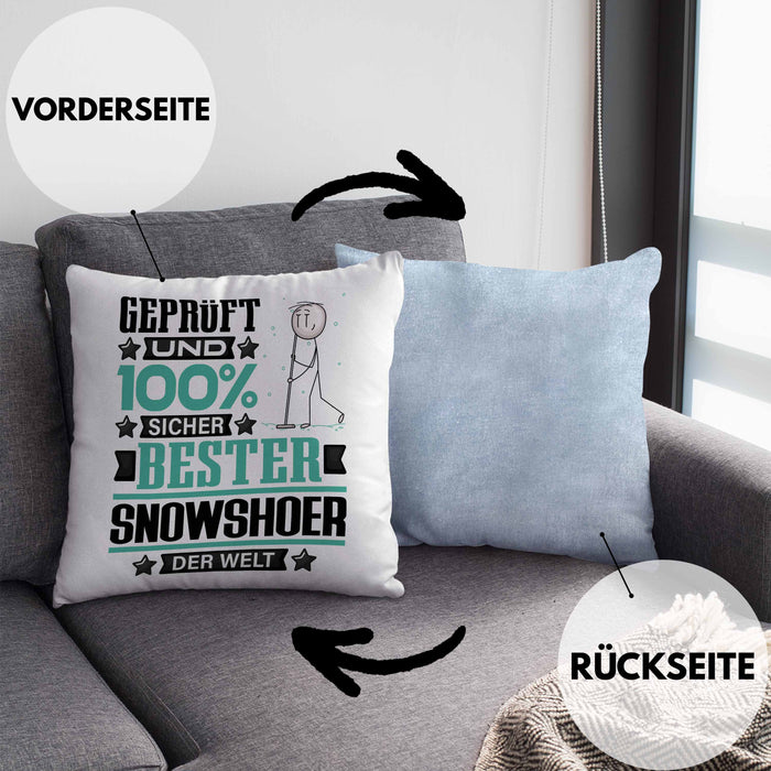 Snowshoer Geschenk Lustiger Spruch für Snowshoer Geschenkidee Bester Snowshoer Der WeltKissen mit Füllung 40x40 (Grau) Blau Trendation