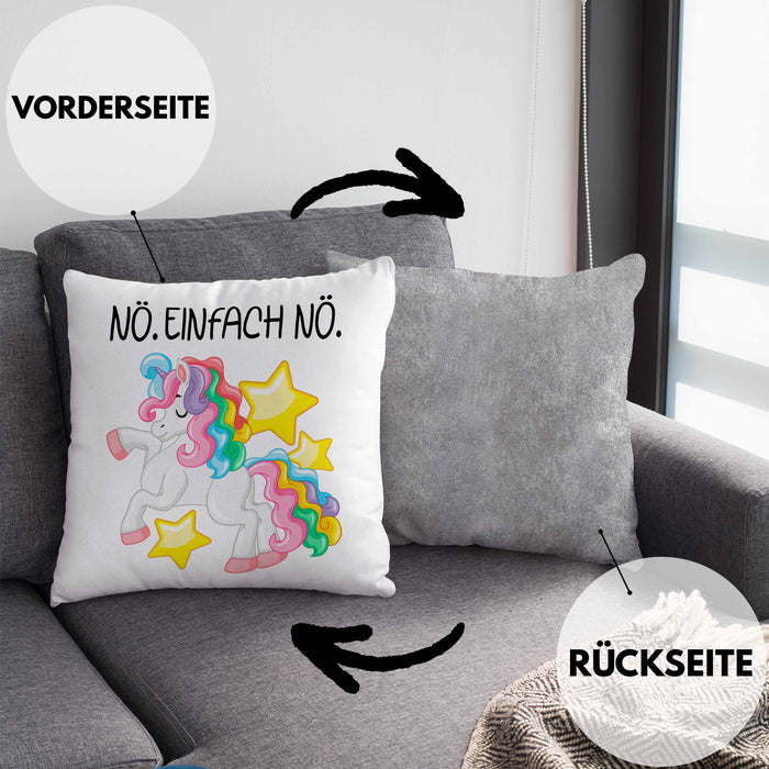 Lustige Nö Einfach Nö Kissen mit Füllung 40x40 Mit Spruch Einhorn Geschenk Mama Freundin Kollegin Geschenkidee Arbeit Frauen (Grau) Grau Trendation
