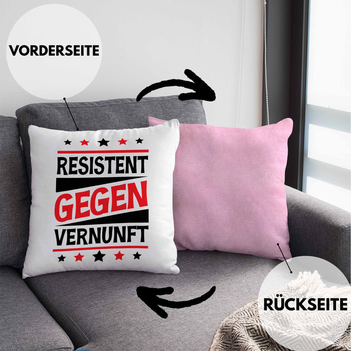 Resistent Gegen Vernunft Kissen mit Füllung 40x40 Geschenk Häferl (Grau) Rosa Trendation