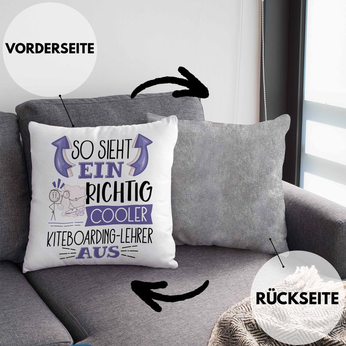 So Sieht Ein Richtig Cooler Kiteboarding-Lehrer Aus Kissen mit Füllung 40x40 Geschenk für Kiteboarding-Lehrer Geburtstag Geschenkdiee (Grau) Grau Trendation