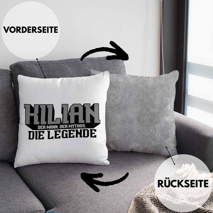 Kilian Kissen mit Füllung 40x40 Namen Spruch Namenstag (Grau) Grau Trendation