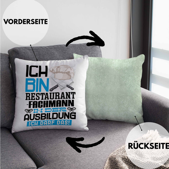 Restaurantfachmann Ausbildung Kissen mit Füllung 40x40 Geschenk Ich Bin Restaurantfachmann In Der Ausbildung Ich Darf Das Geschenkidee Spruch (Grau) Grün Trendation