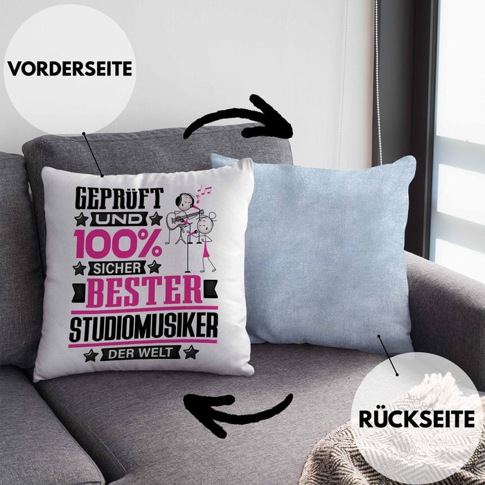 Studiomusiker Geschenk Lustiger Spruch für Studiomusiker Geschenkidee Bester Studiomusiker Der WeltKissen mit Füllung 40x40 (Grau) Blau Trendation