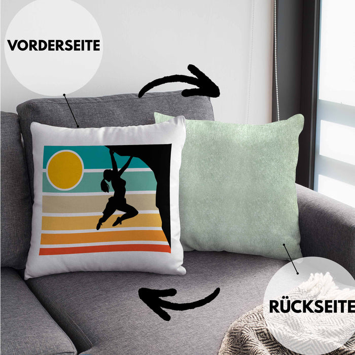 Vintage Kletter-Kissen mit Füllung 40x40 als Geschenk für Bouldersport-Fans (Grau) Grün Trendation