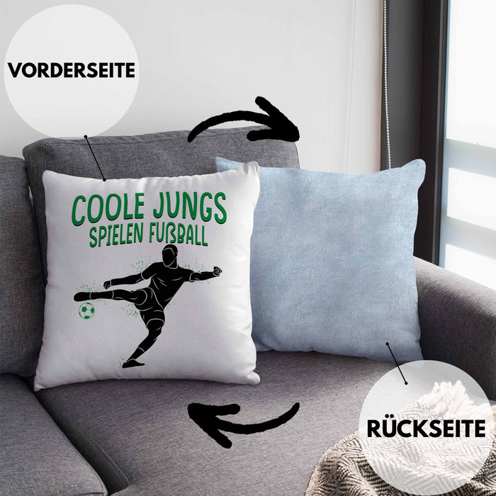 Fußballspieler Kissen mit Füllung 40x40 Geschenk Coole Jungs Spielen Fußball Geschenkidee Jungen (Grau) Blau Trendation