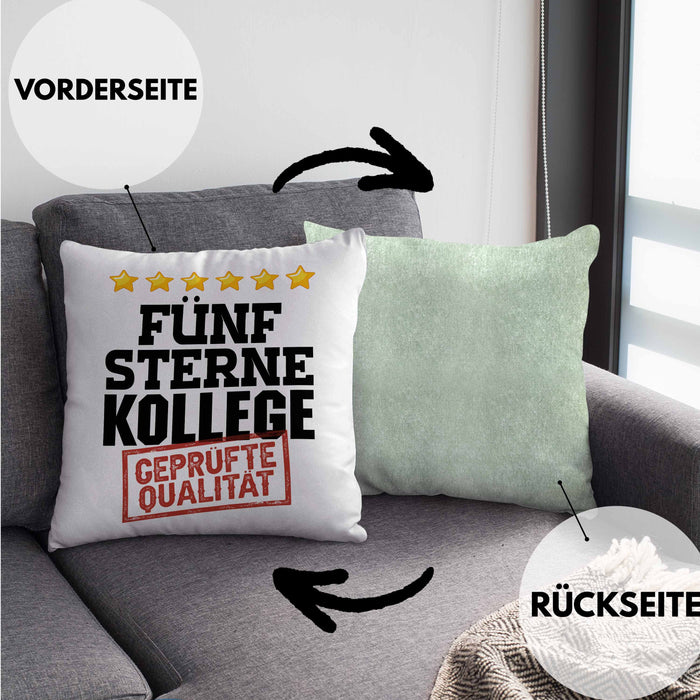 Bester Kollege Kissen mit Füllung 40x40 Geschenk für Besten Arbeitskollegen Lustiger Spruch 5 Sterne Kollege Geprüfte Qualität (Grau) Grün Trendation