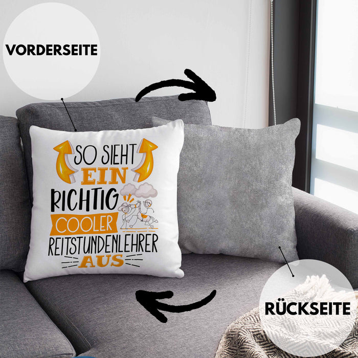 Reitstundenlehrer Kissen mit Füllung 40x40 So Sieht Ein Richtig Cooler Reitstundenlehrer Aus Geschenk Lustiger Spruch Geschenkidee (Grau) Grau Trendation