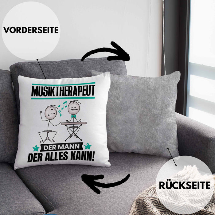 Musiktherapeut Kissen mit Füllung 40x40 Geschenk für Musiktherapeut Der Mann Der Alles Kann Geschenkidee zum Geburtstag (Grau) Grau Trendation