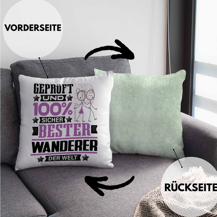 Wandern Geschenk Lustiger Spruch für Wandern Geschenkidee Bester Wandern Der WeltKissen mit Füllung 40x40 (Grau) Grün Trendation