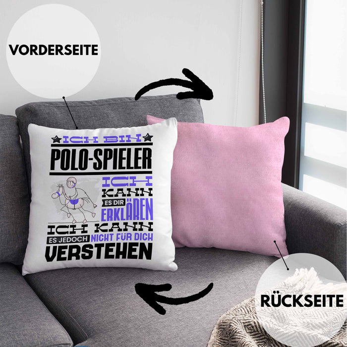 Polo-Spieler Geschenk Kaffee-Kissen mit Füllung 40x40 Geschenkidee für Polo-Spieler Ich Bin Polo-Spieler Ich Kann Es Dir Erklären Jedoch Nicht Für Dich Verstehen Spruch Lustig (Grau) Rosa Trendation