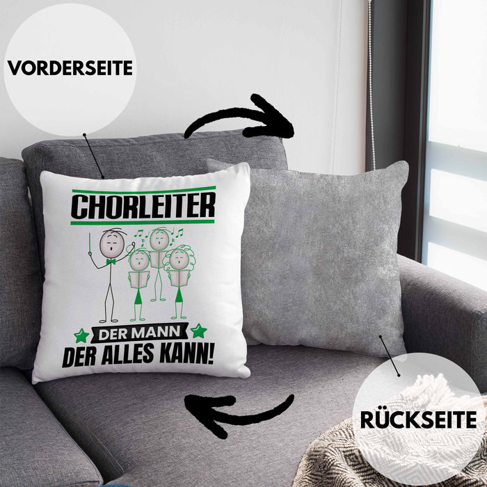 Chorleiter Kissen mit Füllung 40x40 Geschenk für Chorleiter Der Mann Der Alles Kann Geschenkidee zum Geburtstag (Grau) Grau Trendation