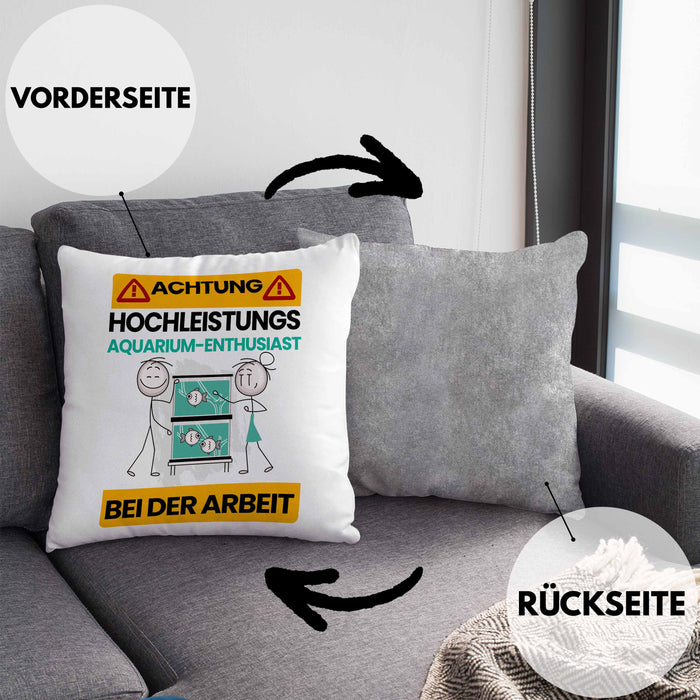 Aquarium-Enthusiast Kissen mit Füllung 40x40 Geschenk Lustiger Spruch Geschenkidee für Aquarium-Enthusiast Achtung Hochleistungs Aquarium-Enthusiast Bei Der Arbeit (Grau) Grau Trendation