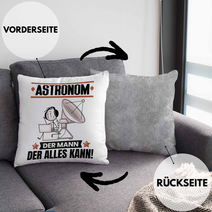 Astronom Kissen mit Füllung 40x40 Geschenk für Astronom Der Mann Der Alles Kann Geschenkidee zum Geburtstag (Grau) Grau Trendation