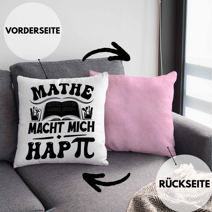 Mathe-Lehrer Kissen mit Füllung 40x40 Geschenkidee Mathe Macht Mit Happy Mathe-Liebhaber Geschenk Geburtstag Weihnachten Mathestudent (Grau) Rosa Trendation