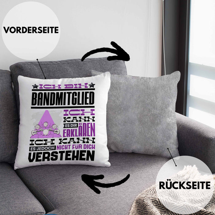 Bandmitglied Geschenk Kissen mit Füllung 40x40 Geschenkidee für Bandmitglied Geburtstag Lustig Ich Bin Bandmitglied Ich Kann Es Dir Erklären Aber Nicht Für Dich Verstehen (Grau) Grau Trendation