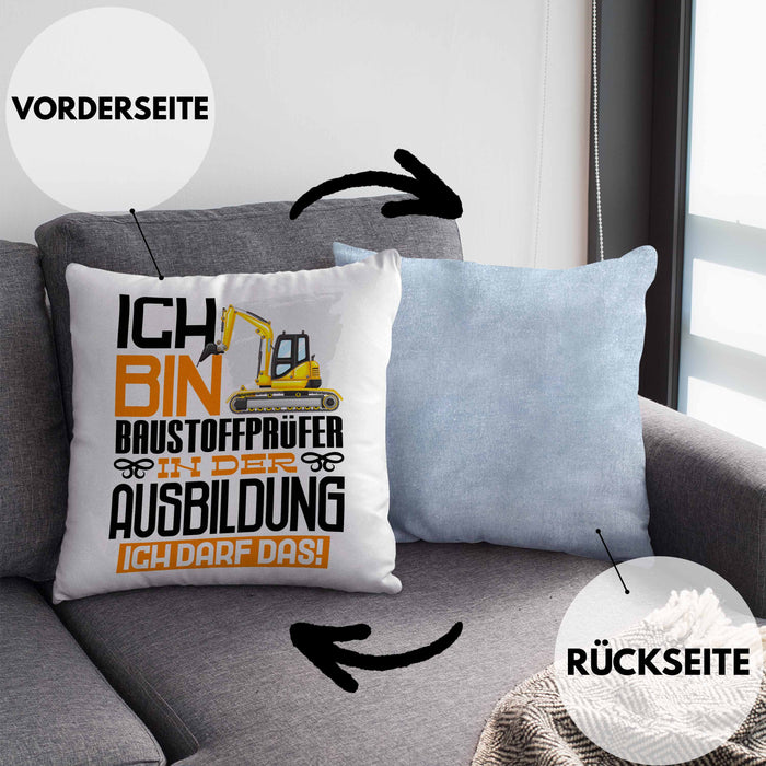Baustoffprüfer Ausbildung Kissen mit Füllung 40x40 Geschenk Ich Bin Baustoffprüfer In Der Ausbildung Ich Darf Das Geschenkidee Spruch (Grau) Blau Trendation
