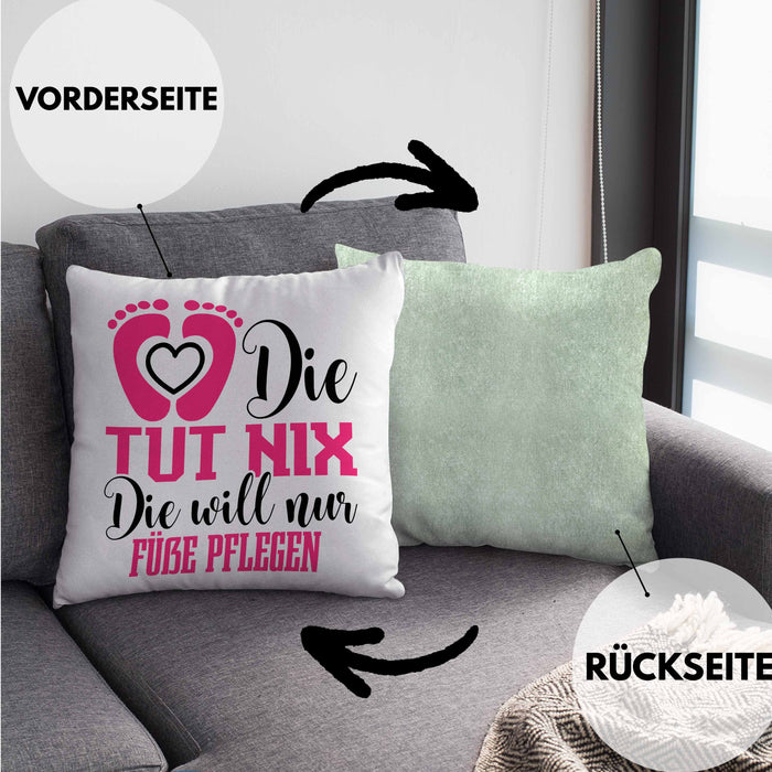 Lustige Kissen mit Füllung 40x40 für Fußpflegerinnen Geschenk für Fußpflege (Grau) Grün Trendation