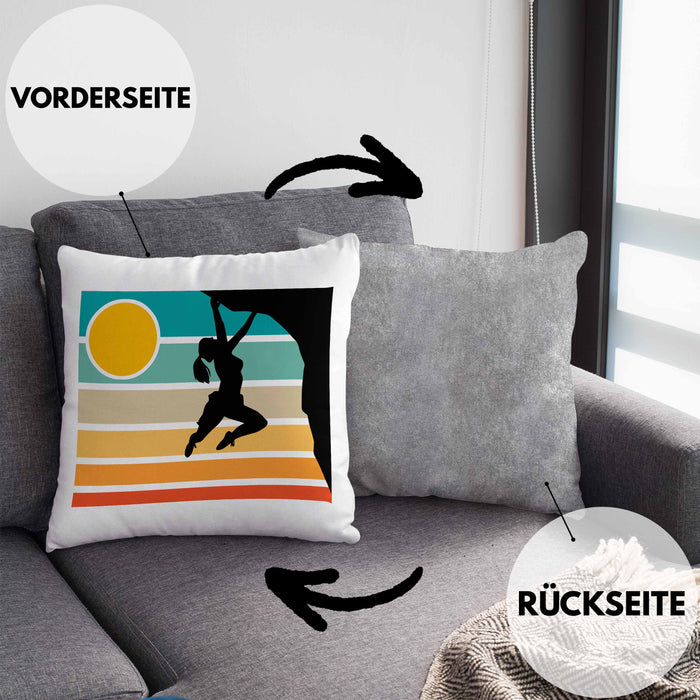 Vintage Kletter-Kissen mit Füllung 40x40 als Geschenk für Bouldersport-Fans (Grau) Grau Trendation