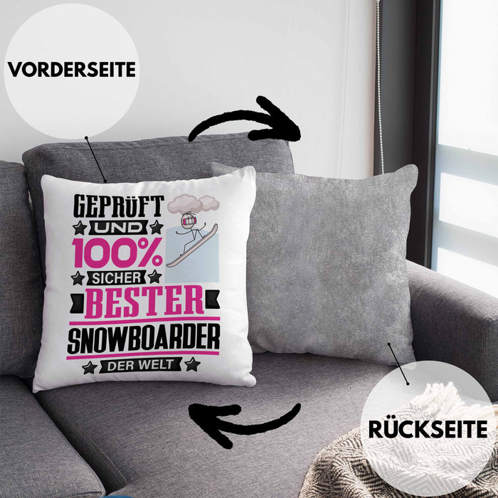 Snowboarder Geschenk Lustiger Spruch für Snowboarder Geschenkidee Bester Snowboarder Der WeltKissen mit Füllung 40x40 (Grau) Grau Trendation