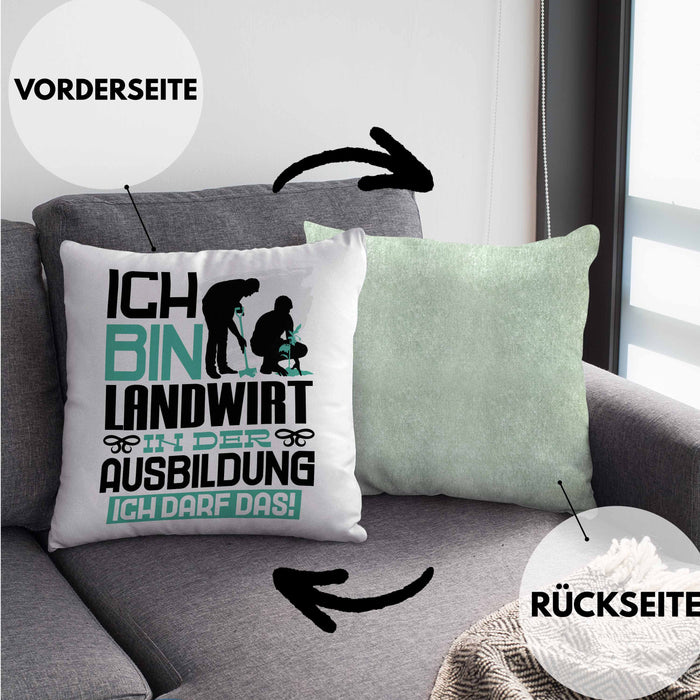 Landwirt Ausbildung Kissen mit Füllung 40x40 Geschenk Ich Bin Landwirt In Der Ausbildung Ich Darf Das Geschenkidee Spruch (Grau) Grün Trendation