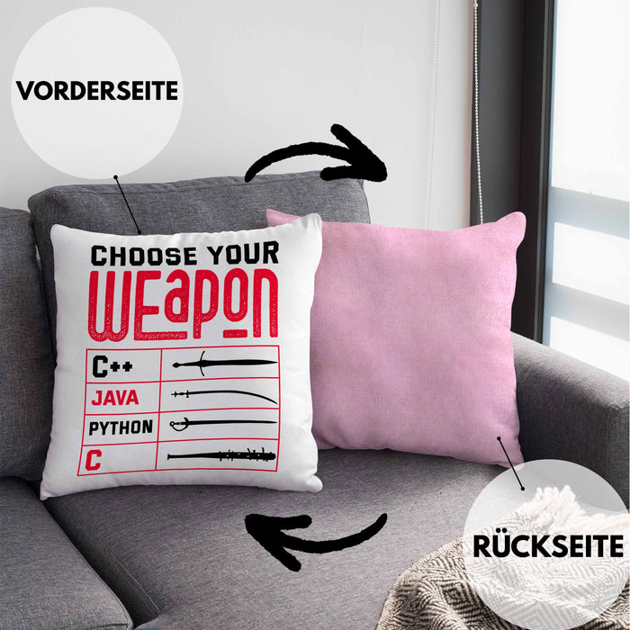 Prorgammierer Kissen mit Füllung 40x40 Geschenk Programmiersprachen Nerd Geschenkdiee Informatiker Spruch (Grau) Rosa Trendation