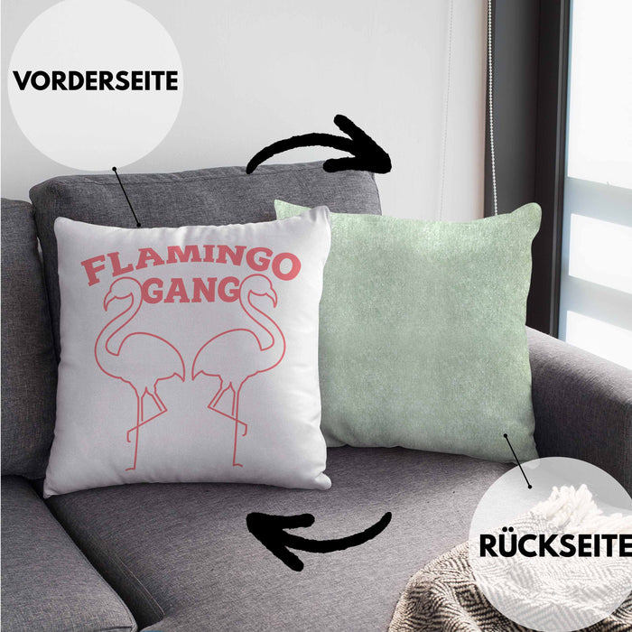 Flamingo Pink Lustige Kissen mit Füllung 40x40 Flamingo-Fans Geschenkidee Flamingo-Gang Aufdruck (Grau) Grün Trendation