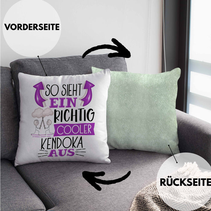 So Sieht Ein Richtig Cooler Kendoka Aus Geschenk Kissen mit Füllung 40x40 Lustiger Spruch Geschenkidee (Grau) Grün Trendation