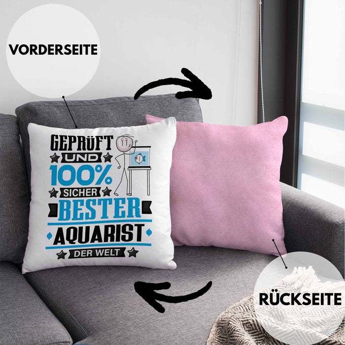 Aquarist Geschenk Lustiger Spruch für Aquarist Geschenkidee Bester Aquarist Der WeltKissen mit Füllung 40x40 (Grau) Rosa Trendation