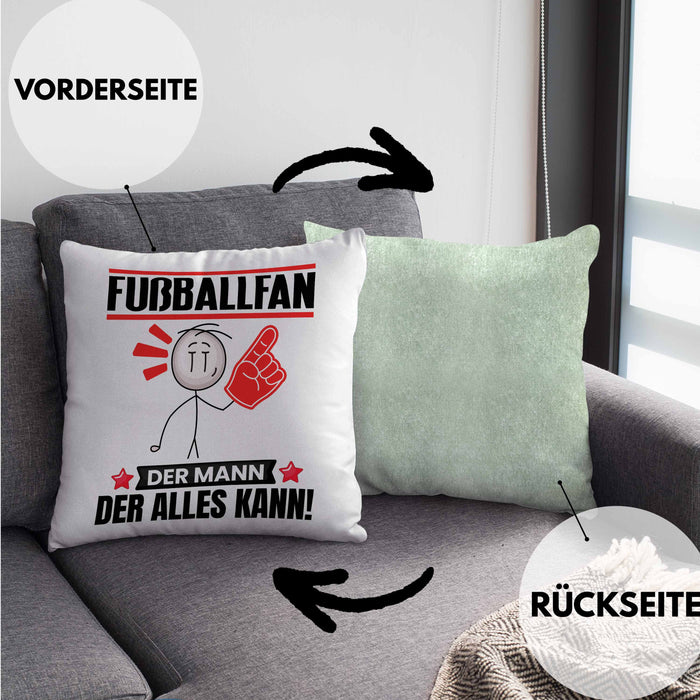 Fußballfan Kissen mit Füllung 40x40 Geschenk für Fußballfan Der Mann Der Alles Kann Geschenkidee zum Geburtstag (Grau) Grün Trendation