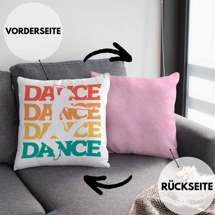 Lustige Tänzer Kissen mit Füllung 40x40 Geschenk für Tanzbegeisterte Tanzlehrer Grafik Dance (Grau) Rosa Trendation
