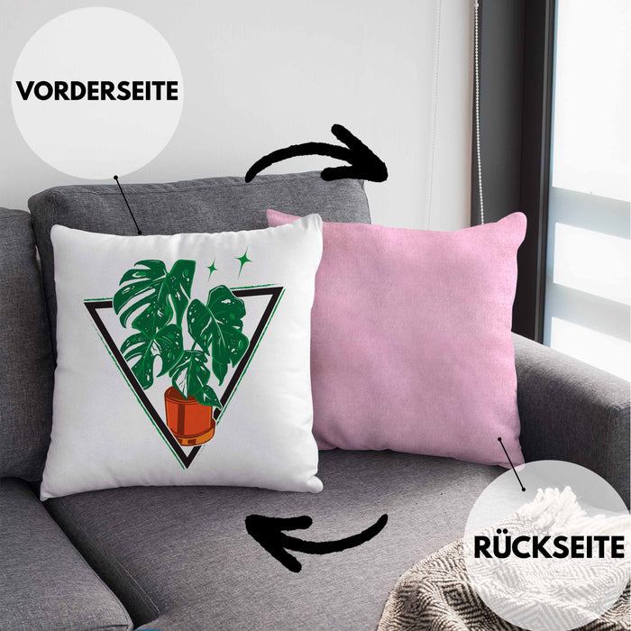Gärtner Geschenk Kissen mit Füllung 40x40 Pflanzen Motiv Design Geschenkidee Garten-Pflege (Grau) Rosa Trendation