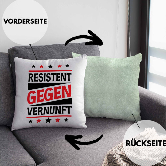 Resistent Gegen Vernunft Kissen mit Füllung 40x40 Geschenk Häferl (Grau) Grün Trendation