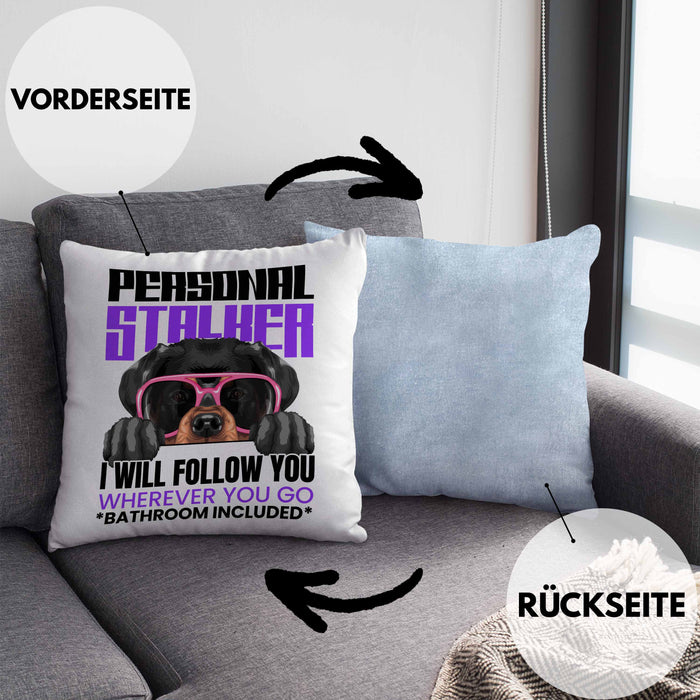 Rottweiler Besitzerin Kissen mit Füllung 40x40 Geschenk Lustiger Spruch Geschenkidee Personal Stalker (Grau) Blau Trendation