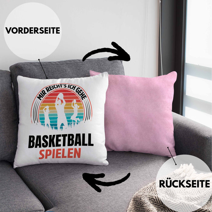 Mädchen Basketballspielerin Geschenkidee Kissen mit Füllung 40x40 Frauen Basketball (Grau) Rosa Trendation