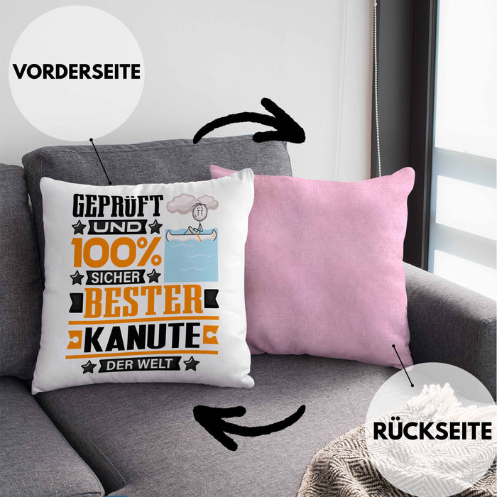 Kanute Geschenk Lustiger Spruch für Kanute Geschenkidee Bester Kanute Der WeltKissen mit Füllung 40x40 (Grau) Rosa Trendation
