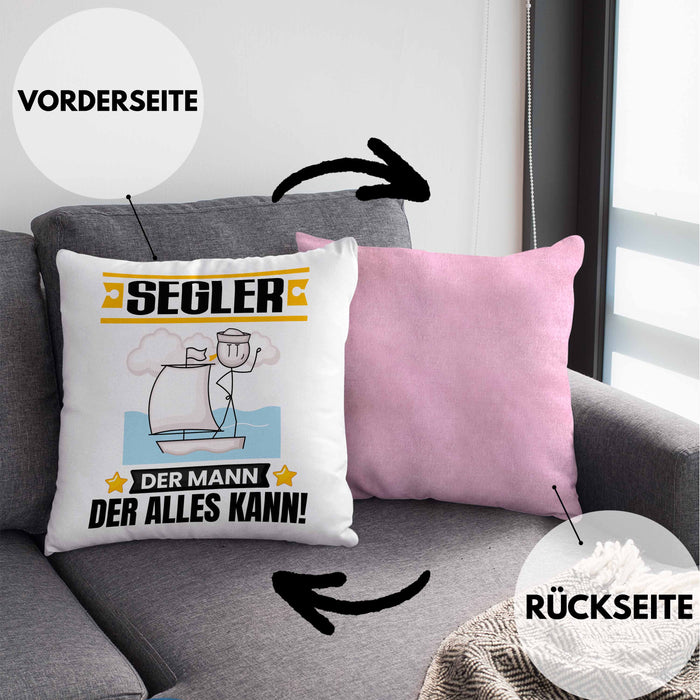 Segler Kissen mit Füllung 40x40 Geschenk für Segler Der Mann Der Alles Kann Geschenkidee zum Geburtstag (Grau) Rosa Trendation