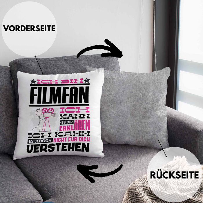 Filmfan Geschenk Kaffee-Kissen mit Füllung 40x40 Geschenkidee für Filmfan Ich Bin Filmfan Ich Kann Es Dir Erklären Jedoch Nicht Für Dich Verstehen Spruch Lustig (Grau) Grau Trendation