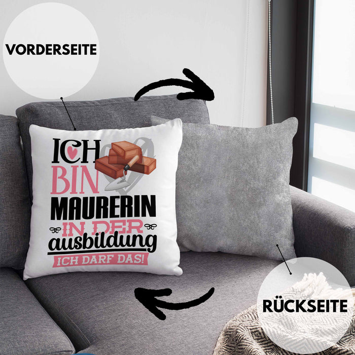 Maurerin Ausbildung Start Geschenk Kissen mit Füllung 40x40 Ich Bin Maurerin In Der Ausbildung Ich Darf Das Geschenkidee (Grau) Grau Trendation