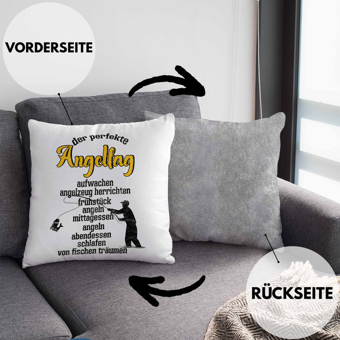 Kissen mit Füllung 40x40 für Angler Geschenk für Fischer Geschenkidee (Grau) Grau Trendation