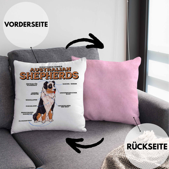 Lustige Kissen mit Füllung 40x40 für Australian Shepherd Liebhaber Geschenkidee (Grau) Rosa Trendation