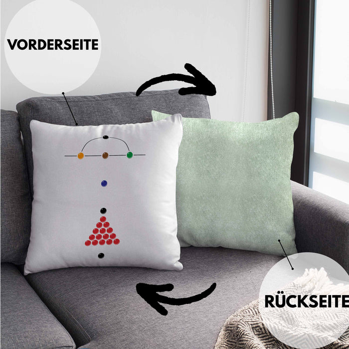 Billard Pool Kissen mit Füllung 40x40 Geschenk Queu Geschenkidee Spruch Grafik Plan (Grau) Grün Trendation