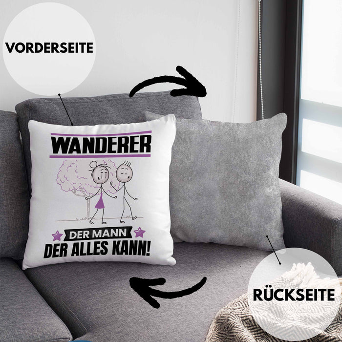 Wandern Kissen mit Füllung 40x40 Geschenk für Wandern Der Mann Der Alles Kann Geschenkidee zum Geburtstag (Grau) Grau Trendation