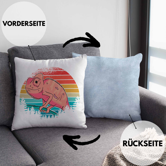 Chamäleon-Besitzer Kissen mit Füllung 40x40 Geschenk Grafik Chamäleon (Grau) Blau Trendation