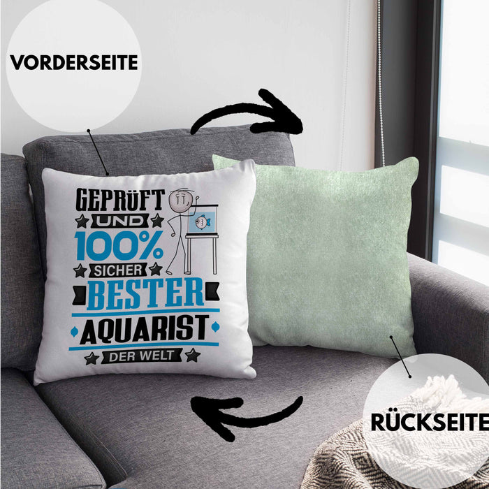 Aquarist Geschenk Lustiger Spruch für Aquarist Geschenkidee Bester Aquarist Der WeltKissen mit Füllung 40x40 (Grau) Grün Trendation