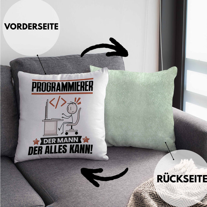 Programmierer Kissen mit Füllung 40x40 Geschenk für Programmierer Der Mann Der Alles Kann Geschenkidee zum Geburtstag (Grau) Grün Trendation