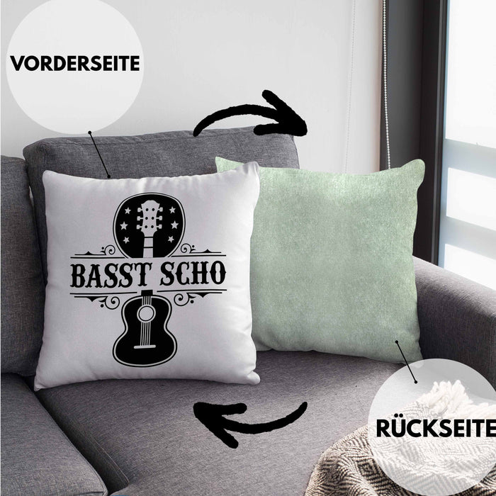 Bassist Kissen mit Füllung 40x40 Geschenk Bass-Spieler Geschenkidee Basst Scho Spruch (Grau) Grün Trendation