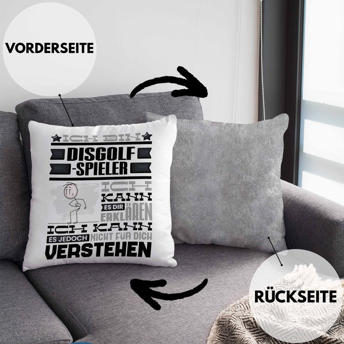 Discgolf-Spieler Geschenk Kaffee-Kissen mit Füllung 40x40 Geschenkidee für Discgolf-Spieler Ich Bin Discgolf-Spieler Ich Kann Es Dir Erklären Jedoch Nicht Für Dich Verstehen Spruch Lustig (Grau) Grau Trendation