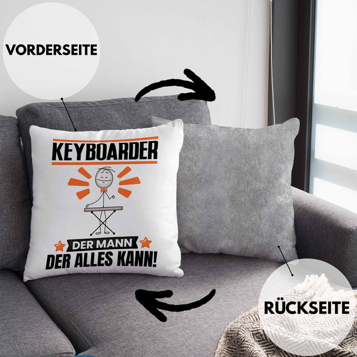 Keyboarder Kissen mit Füllung 40x40 Geschenk für Keyboarder Der Mann Der Alles Kann Geschenkidee zum Geburtstag (Grau) Grau Trendation