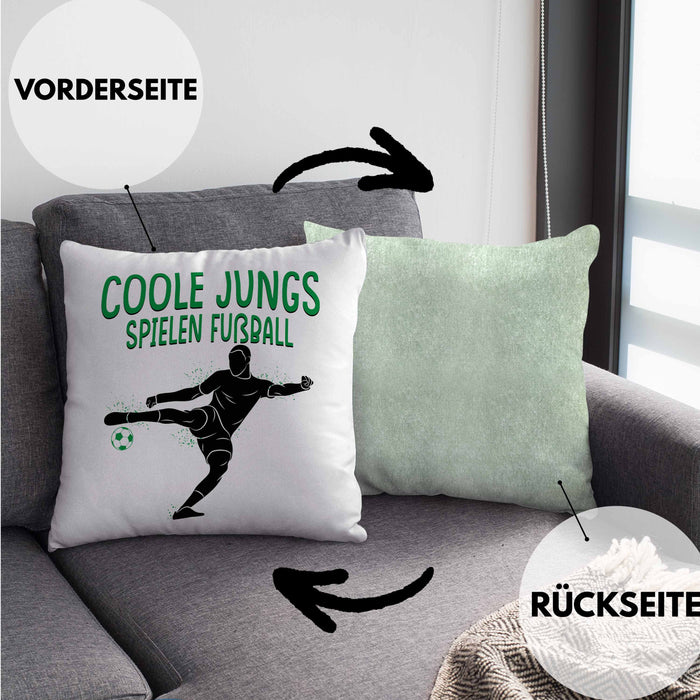 Fußballspieler Kissen mit Füllung 40x40 Geschenk Coole Jungs Spielen Fußball Geschenkidee Jungen (Grau) Grün Trendation